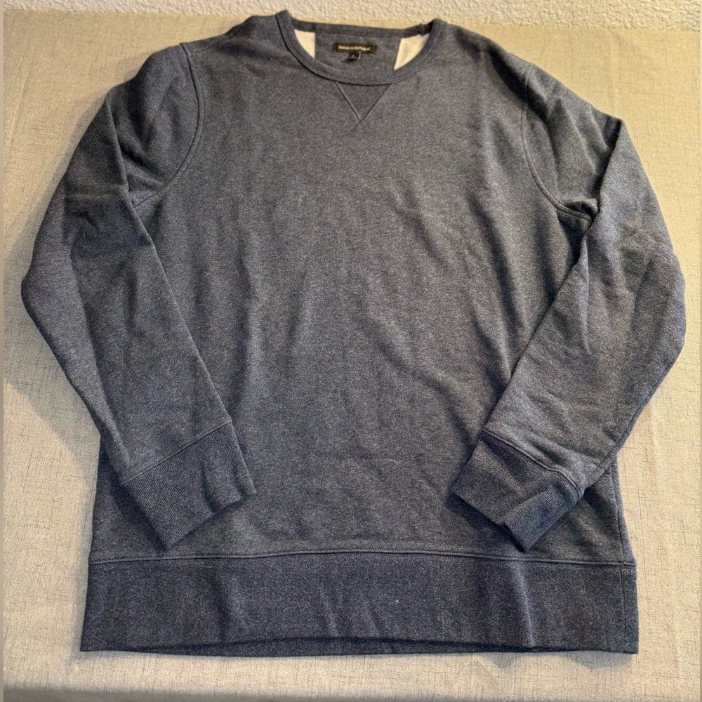 Banana Republic Men's Sweatshirt Large Blue Heathered Crewneck V-Stitch